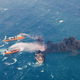 Firefighting boats attempt to put on a blaze on the oil tanker Sanchi in the East China Sea on January 10 before it sunk. Photo: AP